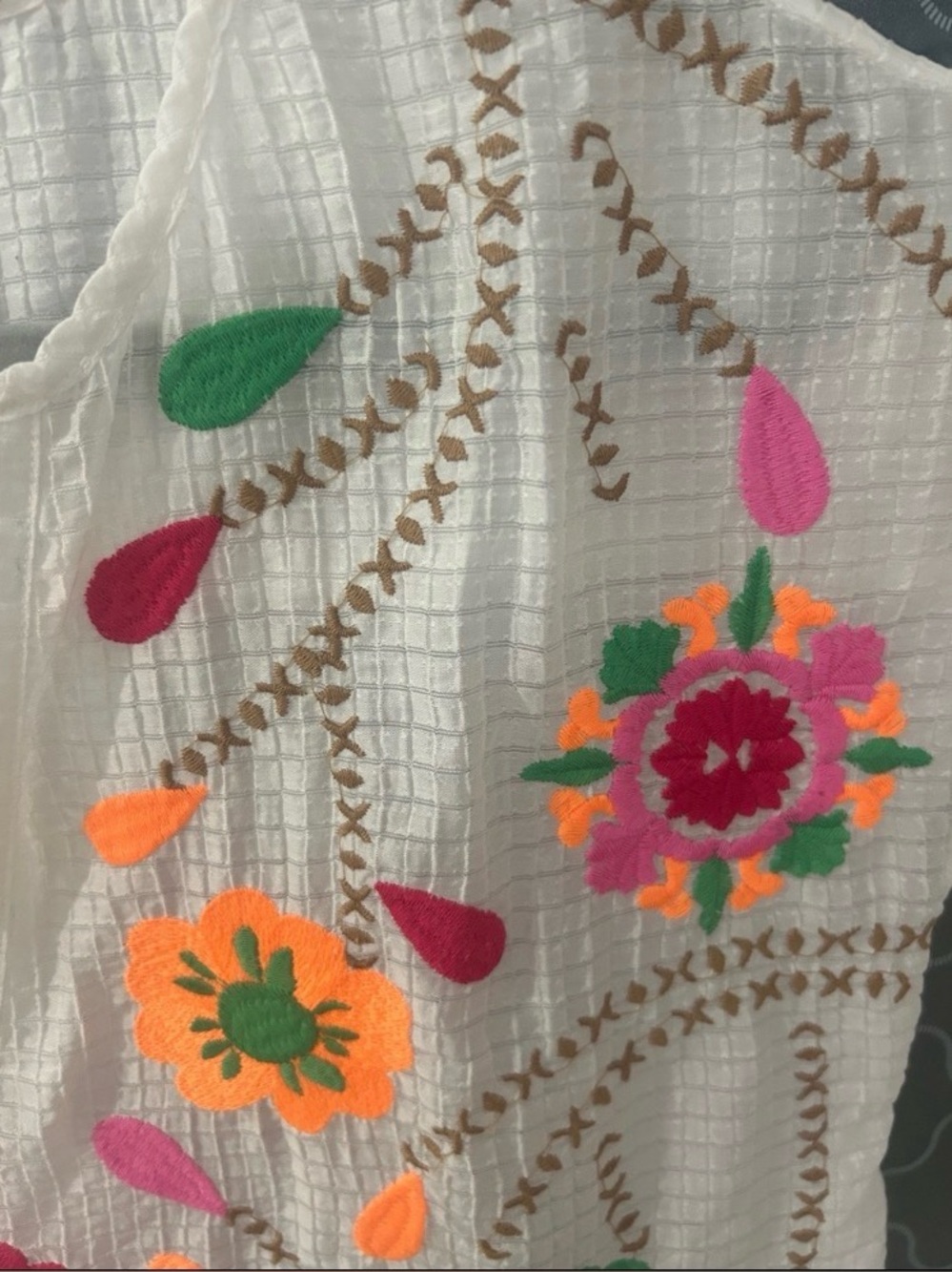 THML White Embroidered Floral Top Sz M - Picture 3 of 5